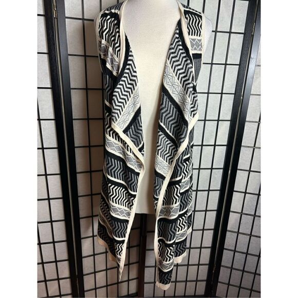 Cupio Black/Gray/Cream Open Front Cardigan - Picture 1 of 7